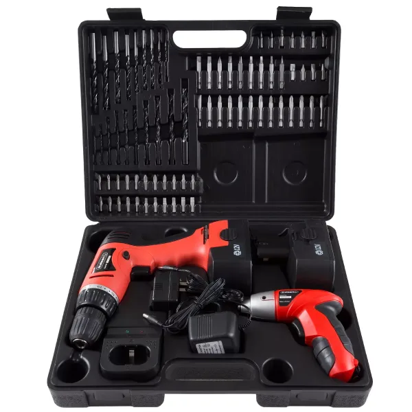 74-Piece 12V Cordless Drill and 3.6V Screwdriver Set with Case
